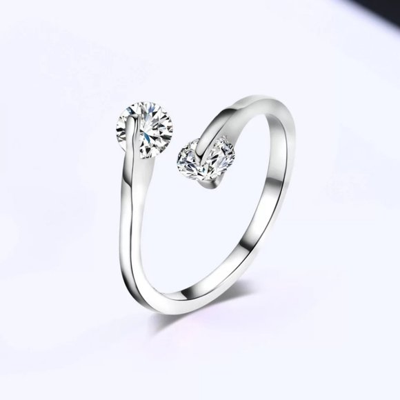 New Open Adjustable Round Cut Diamond Ring - Picture 6 of 6